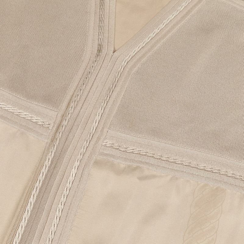 愛馬仕42號V領真絲米色二手女洋裝-6