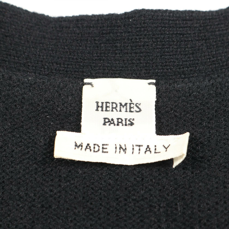 愛馬仕 Sellier 紐扣背心針織羊絨衫 黑色 二手 女-2