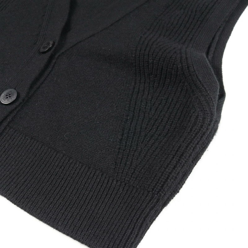 愛馬仕 Sellier 紐扣背心針織羊絨衫 黑色 二手 女-6