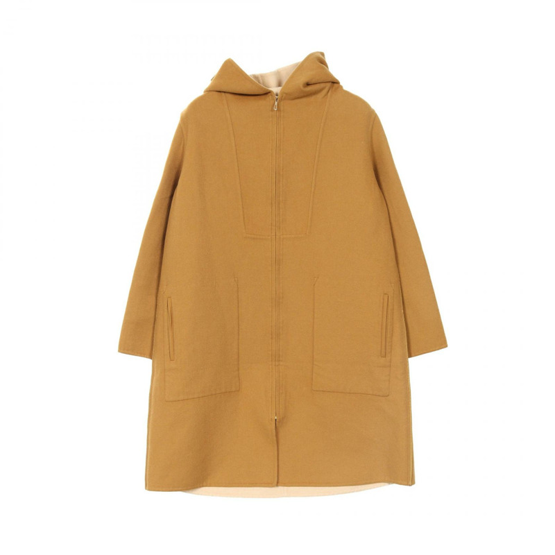 愛馬仕其他款式女式真絲羊絨混紡駝色/棕色真絲大衣-0