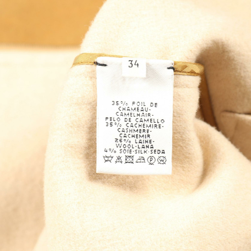 愛馬仕其他款式女式真絲羊絨混紡駝色/棕色真絲大衣-3