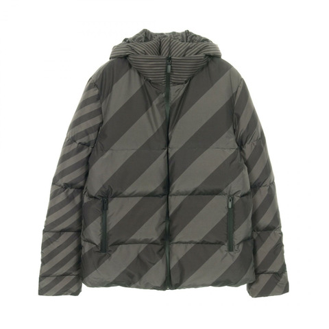 FENDI Zucca Pecan 羽絨雙面連帽外套,聚酯纖維,綠色,二手,男款