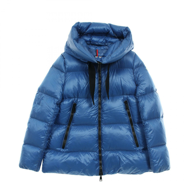 MONCLER SERIN 羽絨服，附帽拉鍊，尼龍材質，藍色，0號，二手女款-0