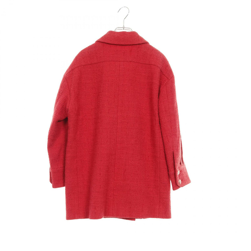 香奈兒 COCO 標誌紐扣斜紋軟呢外套 P72387V63962 棉 紅色 二手 女款-1