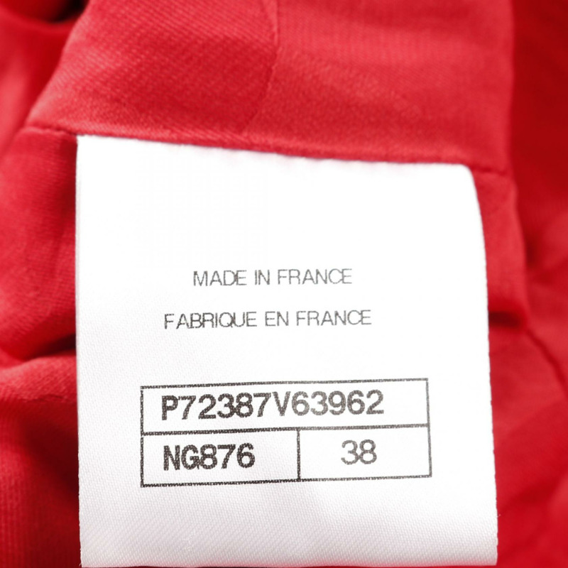 香奈兒 COCO 標誌紐扣斜紋軟呢外套 P72387V63962 棉 紅色 二手 女款-4