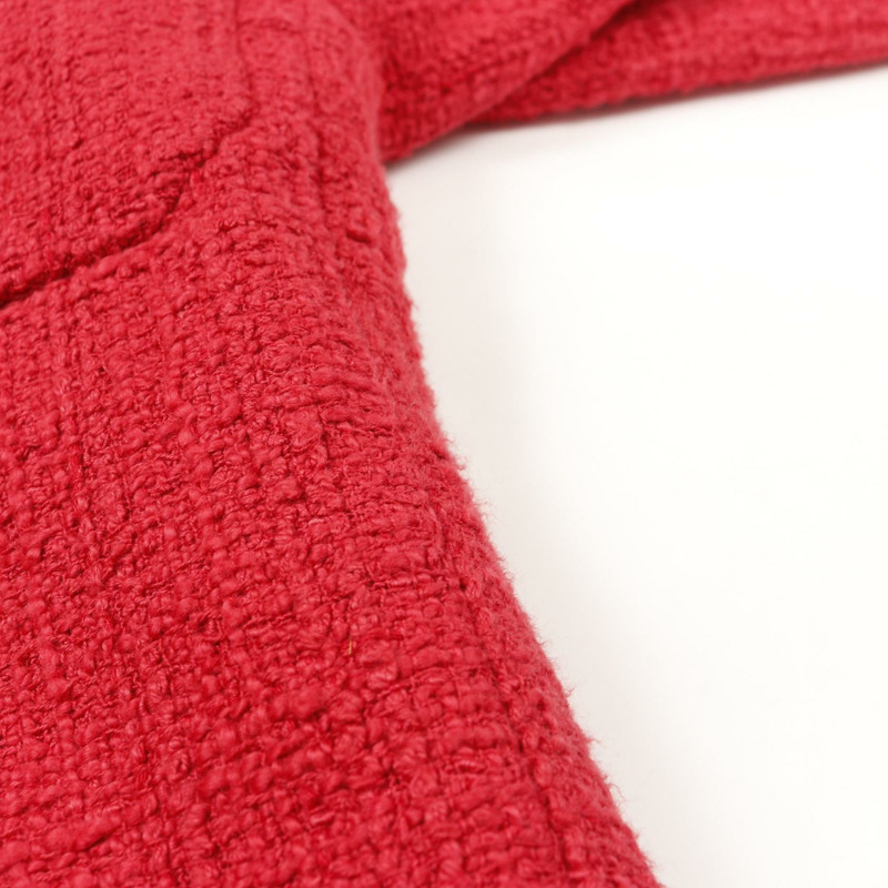 香奈兒 COCO 標誌紐扣斜紋軟呢外套 P72387V63962 棉 紅色 二手 女款-5