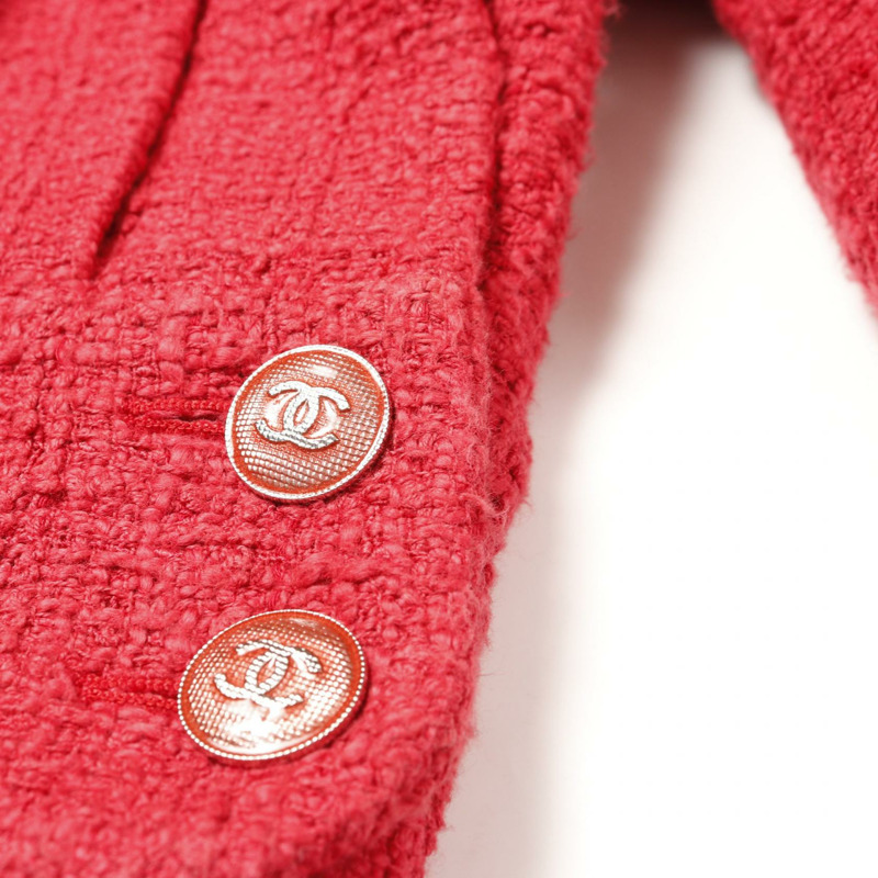 香奈兒 COCO 標誌紐扣斜紋軟呢外套 P72387V63962 棉 紅色 二手 女款-7