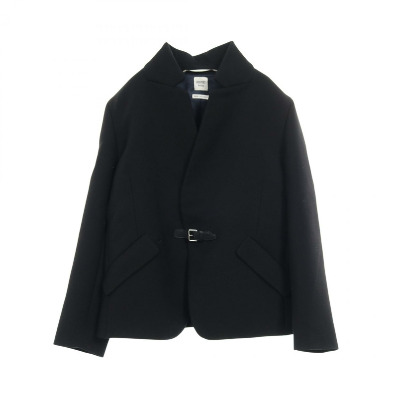 愛馬仕 Bascule 其他羊毛夾克 黑色 二手 女-0