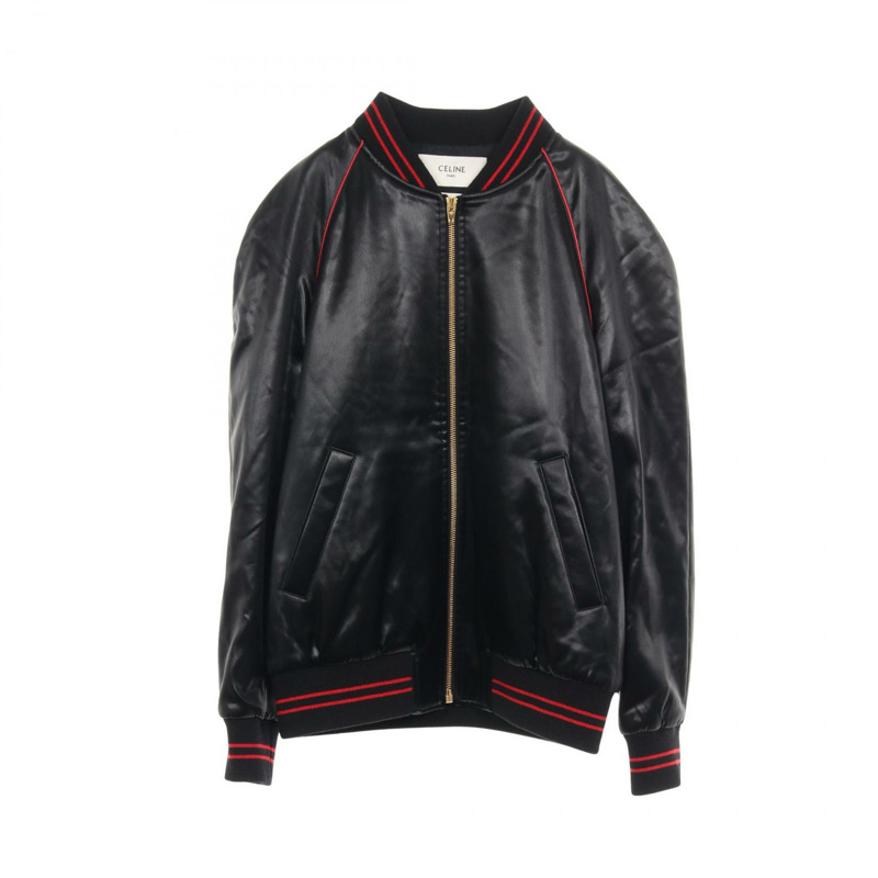 CELINE 威爾特恩展 Liquid Satin Teddy Blouson 夾克 #44 真絲醋酸纖維 黑色-0