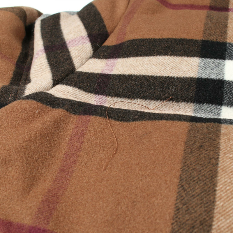 BURBERRY 羽絨外套,羊毛尼龍材質,棕色黑色格子圖案,二手男士 #M-5