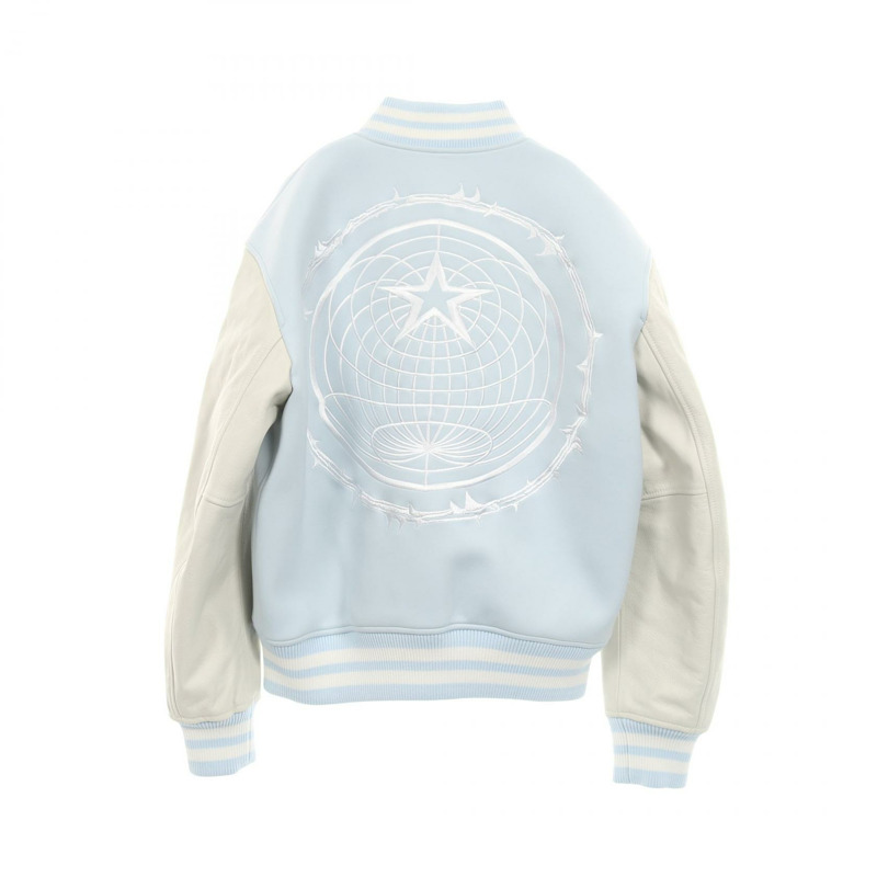 BURBERRY 男士藍色白色尼龍皮革拼接短外套外套 #48-1