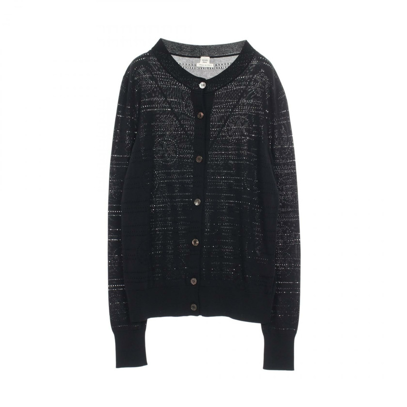 愛馬仕 (HERMES) 女士黑色人造絲長袖開襟衫，二手，#36-0