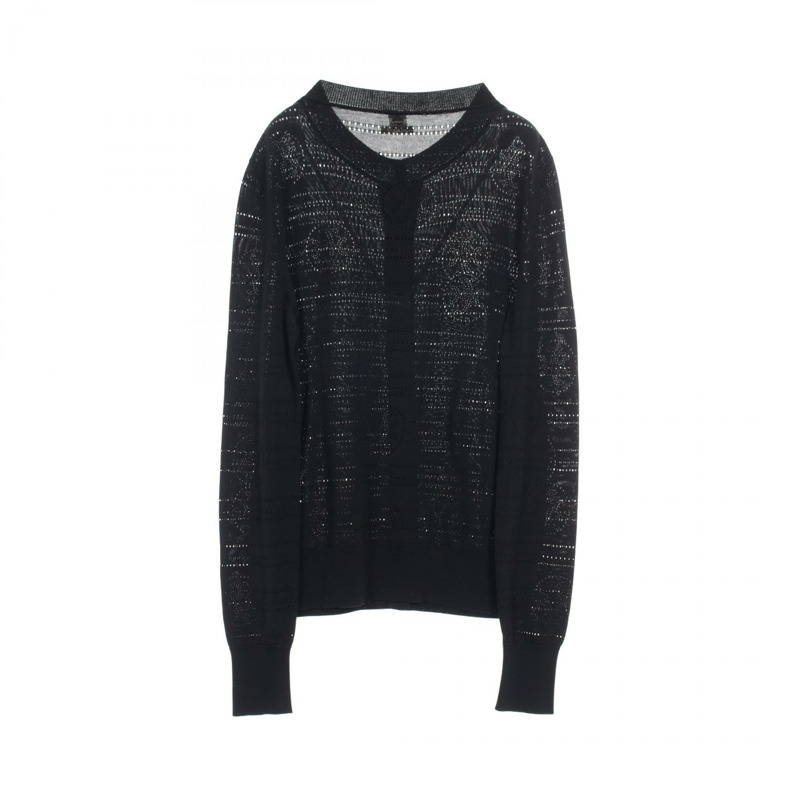 愛馬仕 (HERMES) 女士黑色人造絲長袖開襟衫，二手，#36-1