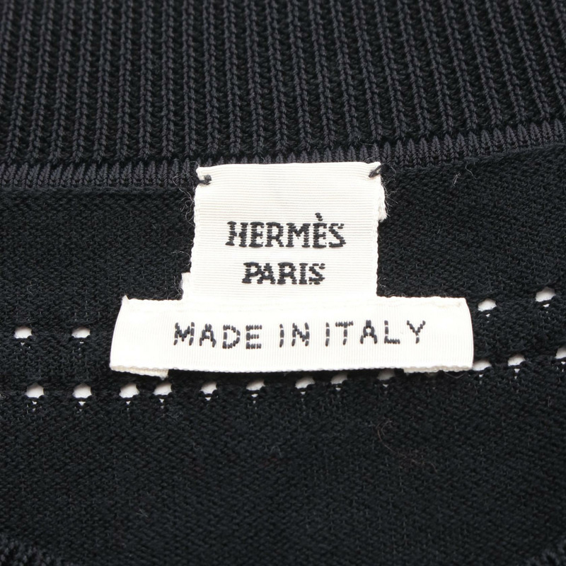 愛馬仕 (HERMES) 女士黑色人造絲長袖開襟衫，二手，#36-2