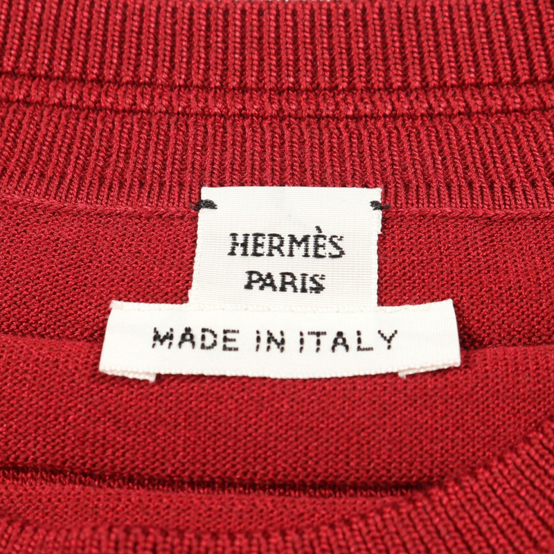 愛馬仕 Chaine Dancre 針織毛衣 #36 3E2614D3 絲棉紅色二手女款-2