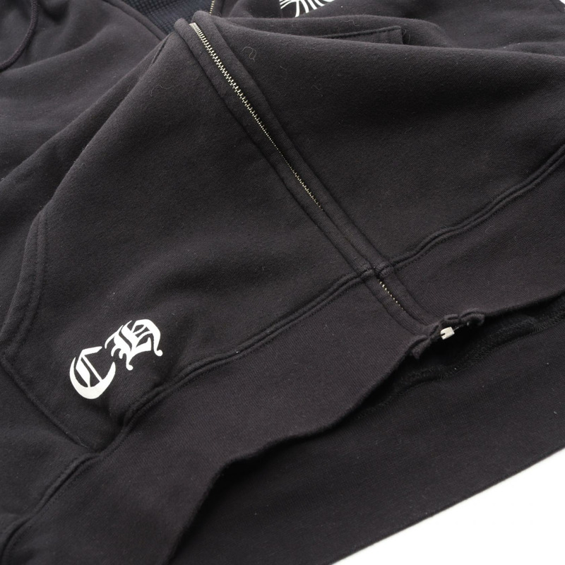 CHROME HEARTS CH PLUS ZIP 連帽衫,純棉材質,黑色,二手,男 L 碼-4