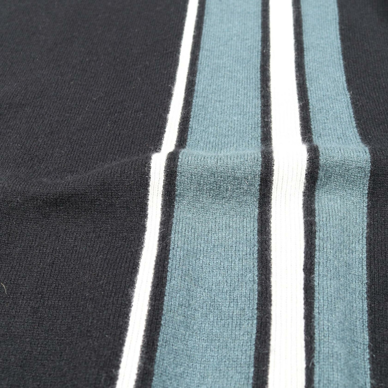 愛馬仕男士針織毛衣,L碼,羊絨材質,黑綠白配色,二手。-5