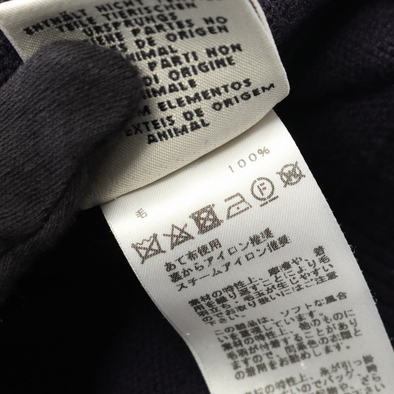 愛馬仕 H 標誌開襟針織衫,羊毛材質,海軍藍,二手女款 #40-3