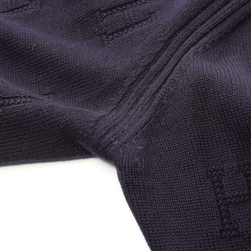 愛馬仕 H 標誌開襟針織衫,羊毛材質,海軍藍,二手女款 #40-5