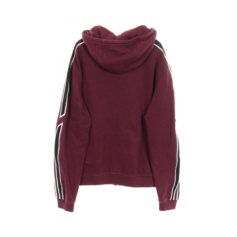 愛馬仕拉鍊連帽衫,棉質尼龍混紡,酒紅色/黑色,女L碼。-1