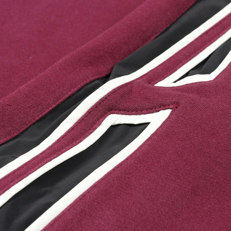 愛馬仕拉鍊連帽衫,棉質尼龍混紡,酒紅色/黑色,女L碼。-6