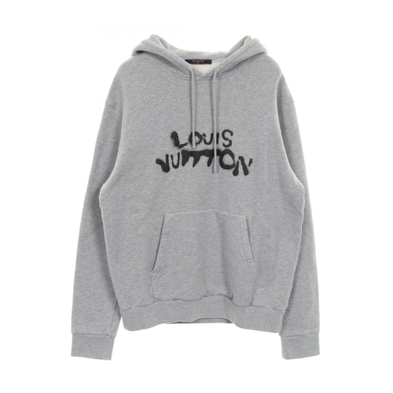 路易威登霓虹色男士連帽衫 RM212 純棉灰色二手男士 XL 碼-0