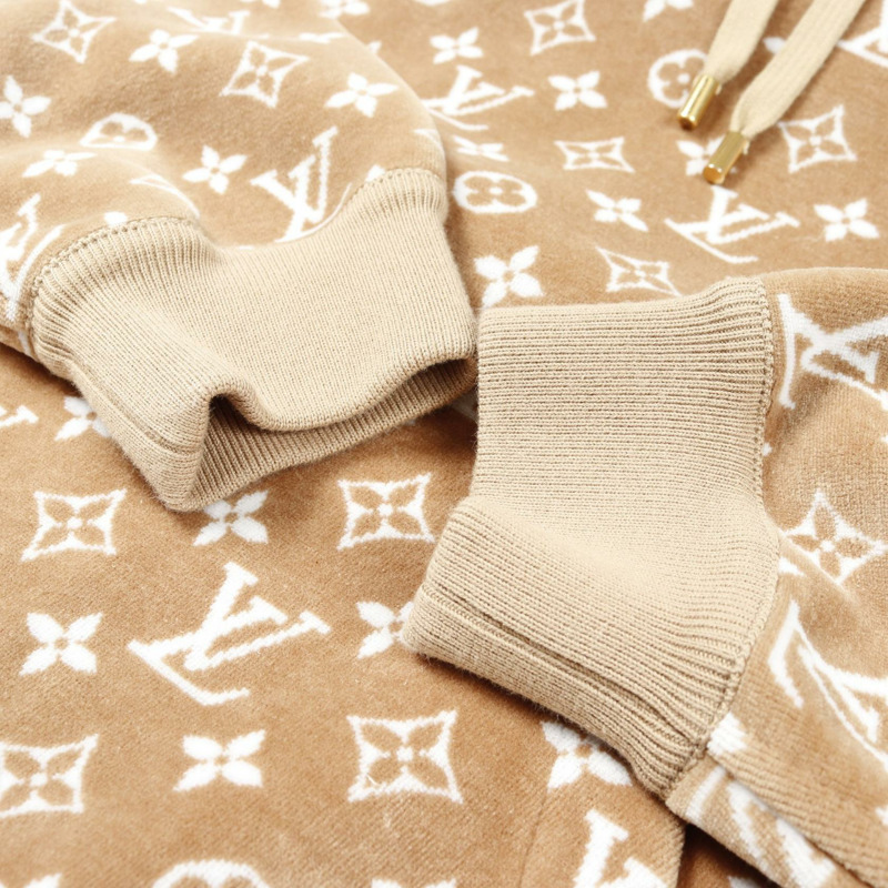 路易威登 Monogram 連帽衫 #S 純棉 棕色 白色 二手 男士-4