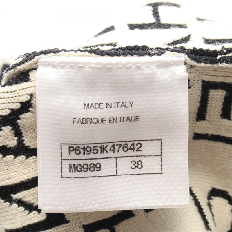 香奈兒針織衫長袖上衣羊毛黑色米色二手女款logo #38-4