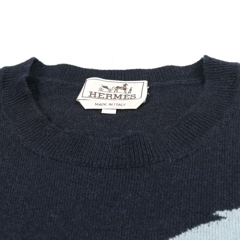 愛馬仕 Chess and Shadow 針織衫 #M 羊絨海軍藍多色二手男款-4