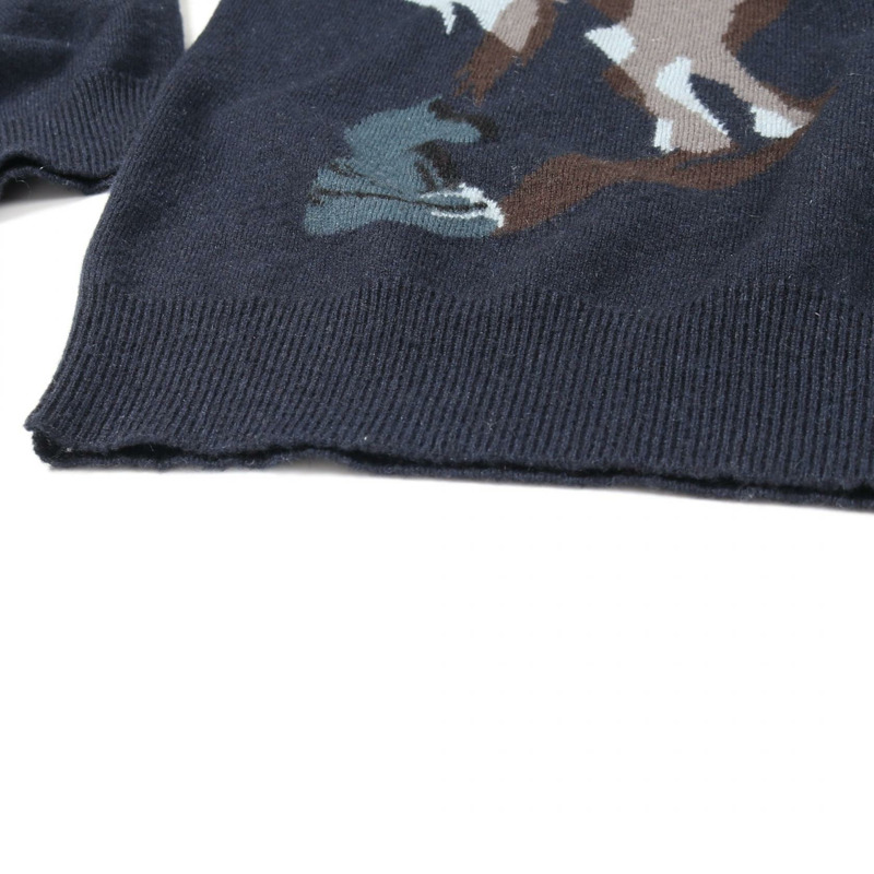 愛馬仕 Chess and Shadow 針織衫 #M 羊絨海軍藍多色二手男款-6