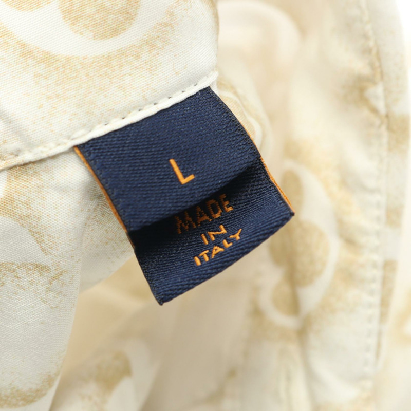 路易威登 Monogram 印花襯衫,沙色棉質,白色/米色,二手男士 L 碼-4