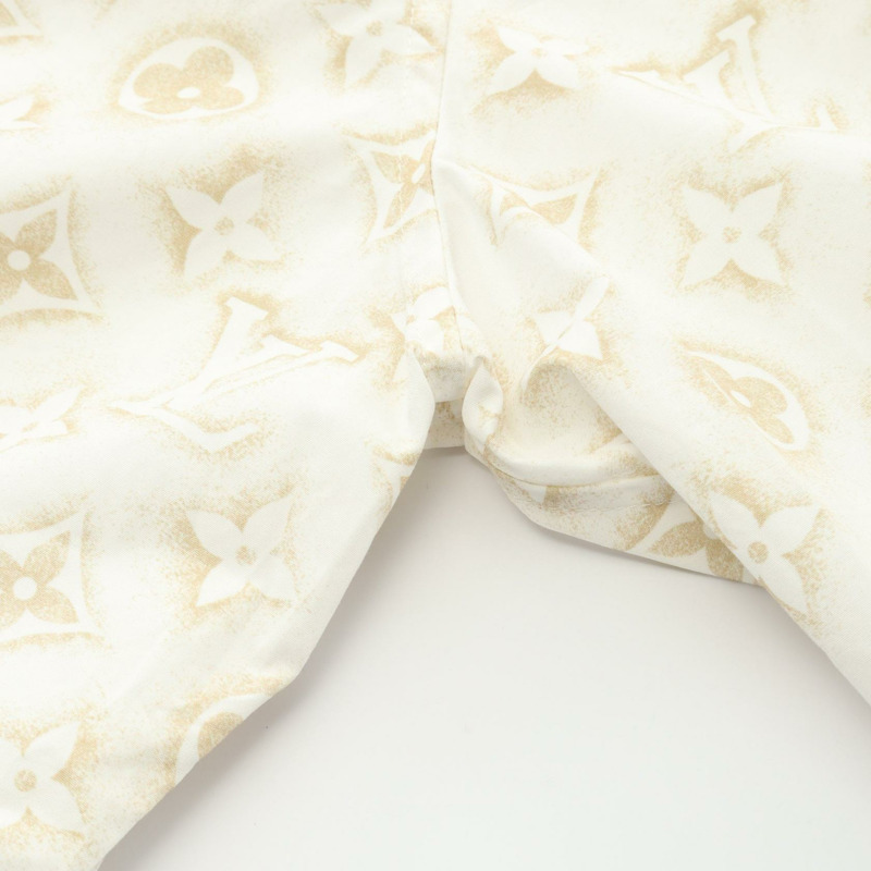 路易威登 Monogram 印花襯衫,沙色棉質,白色/米色,二手男士 L 碼-5