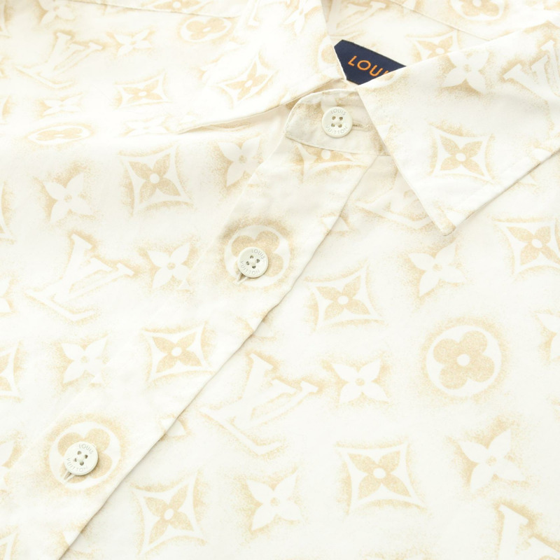 路易威登 Monogram 印花襯衫,沙色棉質,白色/米色,二手男士 L 碼-7