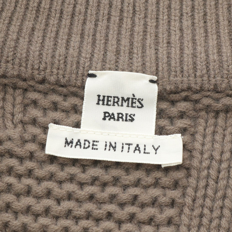 愛馬仕針織斗篷披肩毛衣羊毛棕色二手女款 #38-2