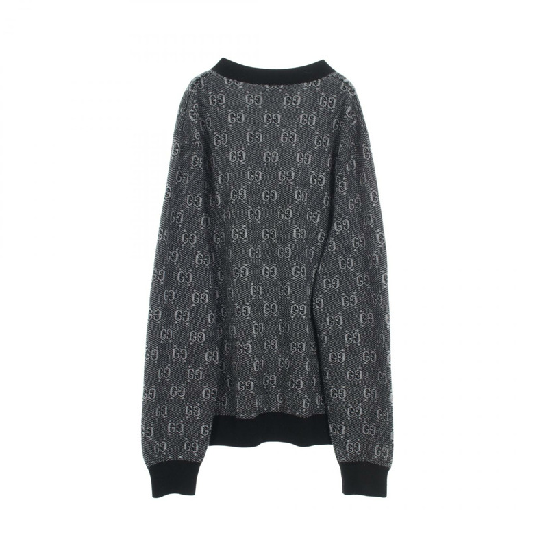 GUCCI GG羊毛開襟長袖上衣,灰色/黑色,二手男士L碼-1