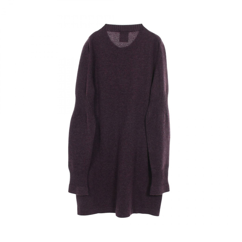 香奈兒 COCO 標誌獅子紐扣長版開襟衫針織羊絨衫紫色二手 #42 CC-1