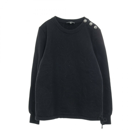 香奈兒 COCO 標誌山茶花圖案套頭衛衣 #38 純棉黑二手女款