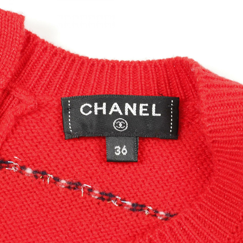 香奈兒針織衫 P64264K60201 羊絨紅黑二手女款 #36-2