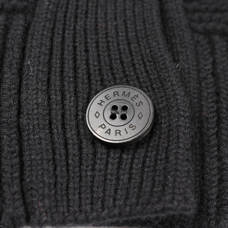 愛馬仕 (HERMES) 羊毛開襟羊毛衫 3H2701D4 黑色 二手 女款 #40-6