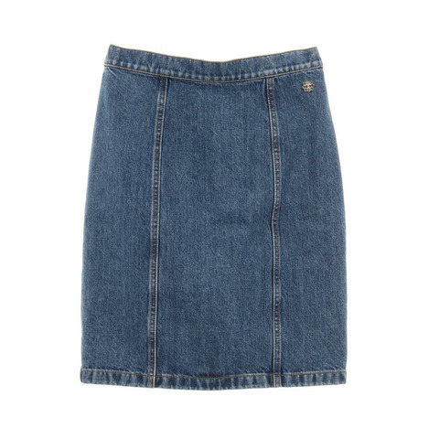 香奈兒 COCO 標誌連結迷你緊身裙 #36 P73756V65335 棉質藍色二手女裝