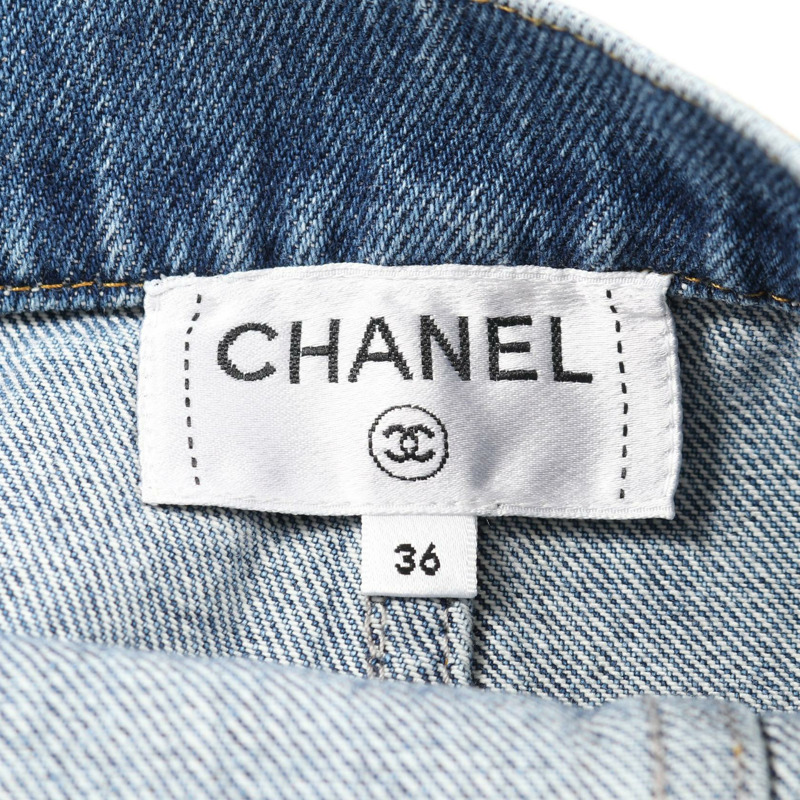 香奈兒 COCO 標誌連結迷你緊身裙 #36 P73756V65335 棉質藍色二手女裝-2