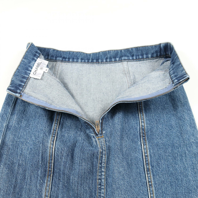 香奈兒 COCO 標誌連結迷你緊身裙 #36 P73756V65335 棉質藍色二手女裝-5