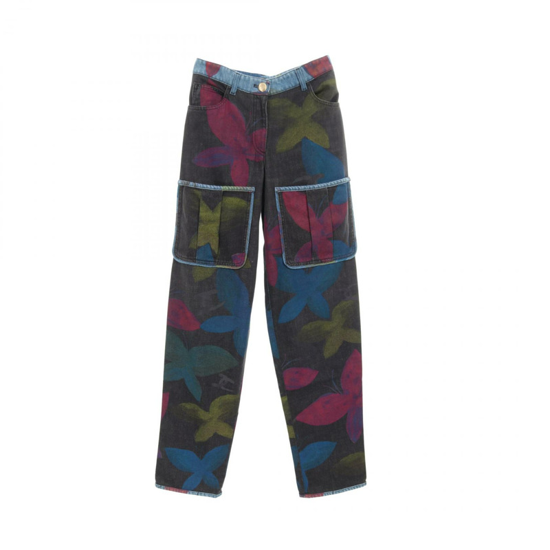 香奈兒 COCO 標誌連結牛仔褲 #34 棉質黑色多色二手女款-0