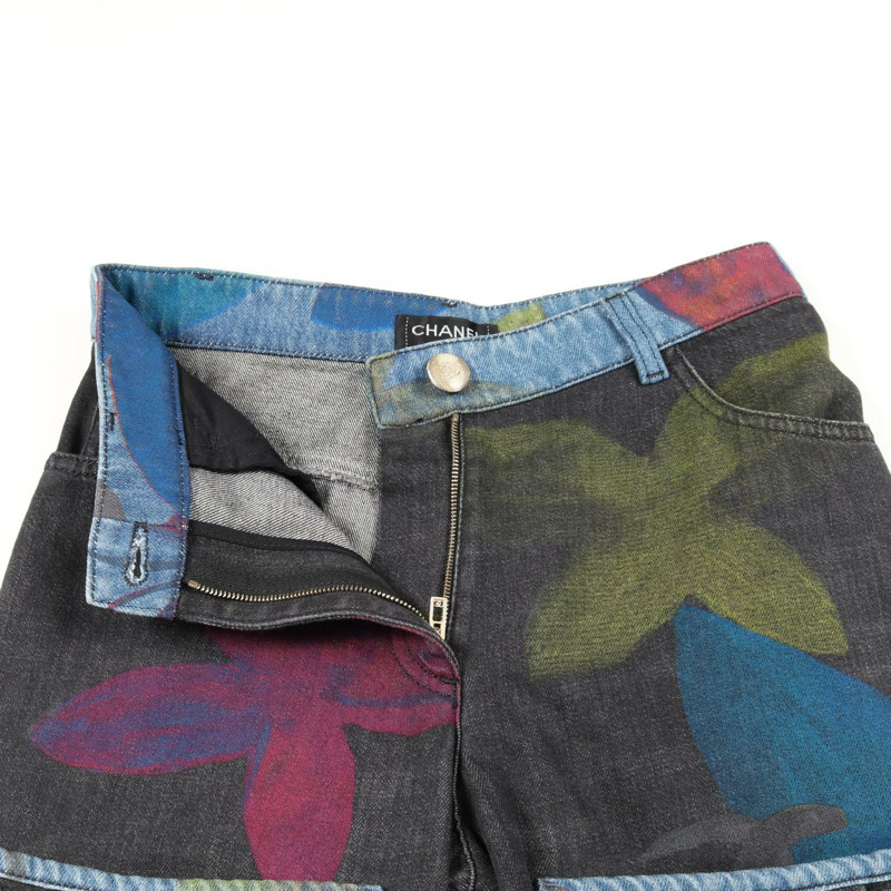香奈兒 COCO 標誌連結牛仔褲 #34 棉質黑色多色二手女款-5