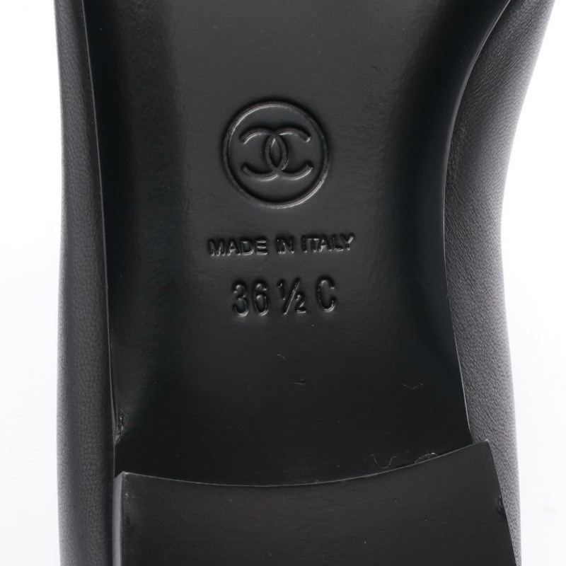 香奈兒 COCO 標誌緞帶平底鞋 #36.5C 黑色漆皮二手女鞋-5