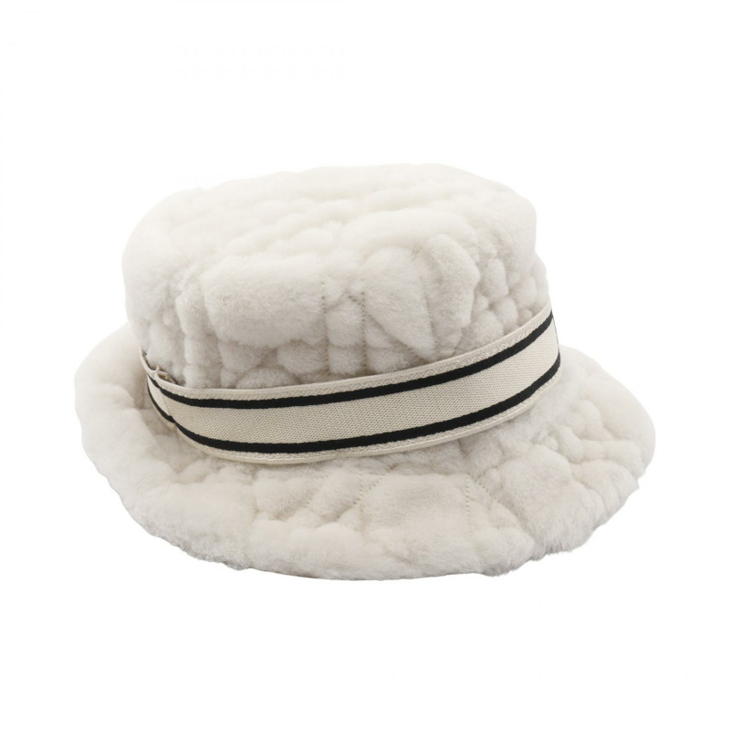 Dior Canage 女士白色羊皮（綿羊皮）帽子-1