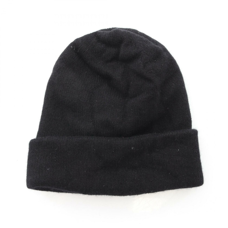 香奈兒 COCO 標誌針織帽，羊絨材質，黑色，二手女款-1