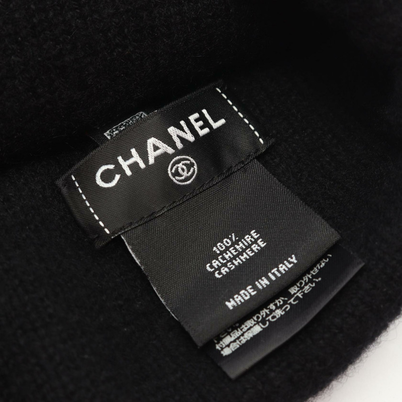 香奈兒 COCO 標誌針織帽，羊絨材質，黑色，二手女款-3