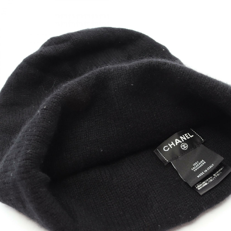 香奈兒 COCO 標誌針織帽，羊絨材質，黑色，二手女款-4