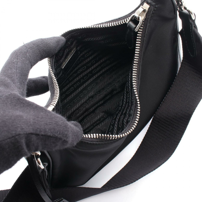 PRADA 2005 復刻版鏈條肩背包 1BH204 尼龍皮革 黑色 二手-2